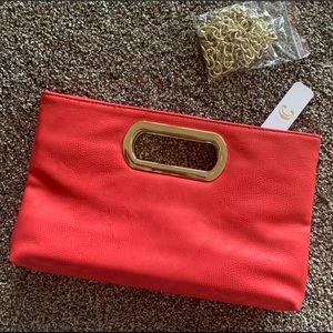 Charming Charlie Coral/Gold Clutch Purse